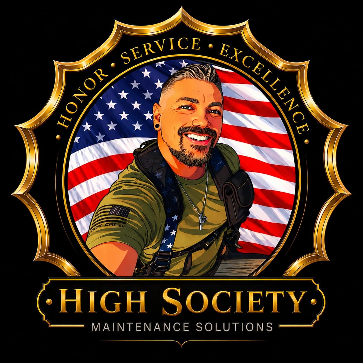 High Society branding with founder imagery